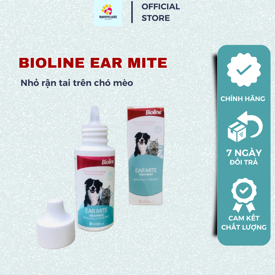 Dung Dịch Nhỏ Ve Rận Tai Chó Mèo EAR MITE BIOLINE 30ML
