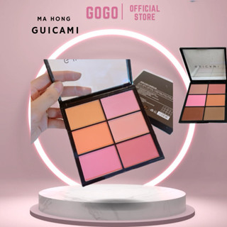 Bảng phấn má hồng Guicami 6 màu, Hồng viền, Cà rốt, Quả mơ, Cam, Trang điểm màu da, Cháy nắng tự nhiên, Trang điểm 6 màu