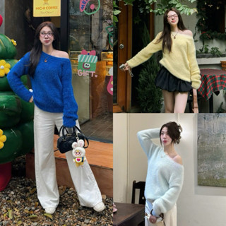   ẢNH OLDSCHOOL  ÁO LEN LÔNG THỎ tone màu nổi TRỄ VAI CHẤT SIÊU MỀM QC8812 