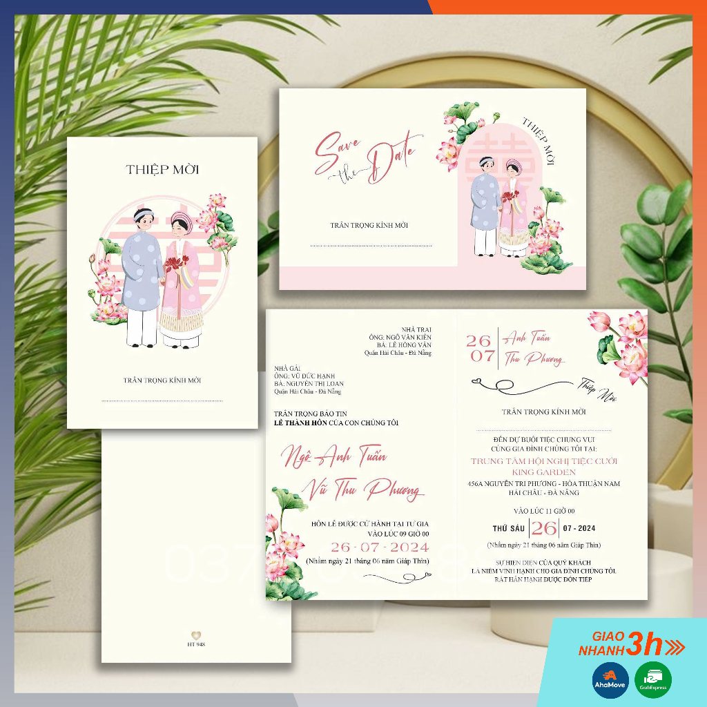 THIỆP CƯỚI CÓ PHONG BÌ - HT 948