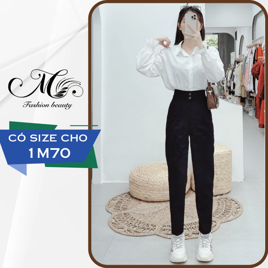 Quần tây baggy 2 cúc lưng cao (có bigsize) vải tuyết mưa vitex - Quần tây nữ công sở đi học đi làm đi chơi