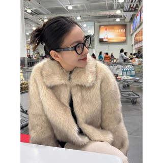   Order kịp Tết  Áo khoác lông Be Nữ dáng ngắn lửng chất lông mềm dày dặn hai lớp Lilis Room 