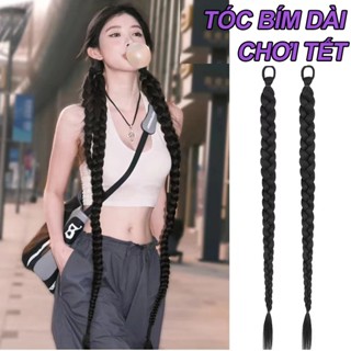 Tóc giả thắt bím dài chơi tết đủ loại độ dài từ 65cm đến 100cm, tóc tết bính cho nữ y2k