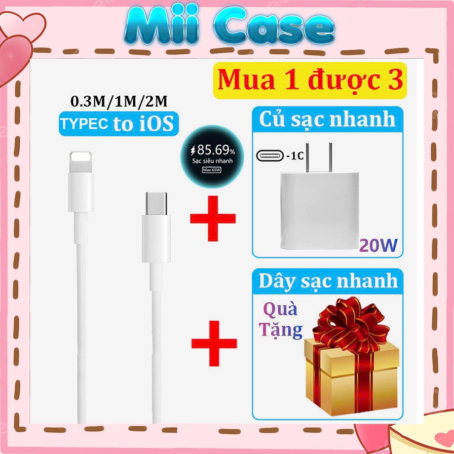 Bộ Sạc Nhanh PD 20W, Không Nóng Máy, An Toàn Ổn Định Bảo Hành 12 Tháng Chính Hãn