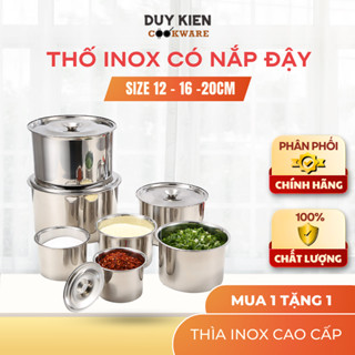 THỐ INOX CÓ NẮP ĐẬY DÙNG ĐỰNG VÀ BẢO QUẢN THỨC ĂN, DÙNG LÀM NỒI NẤU ĐƯỢC TRÊN BẾP TỪ (12/16/20CM)