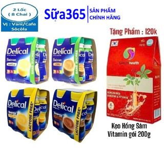 Combo 2 Lốc Sữa Delical 200ml ( Vanila,Cafe, Chocolat) = 4 chai x 200ml - Date Luôn Mới