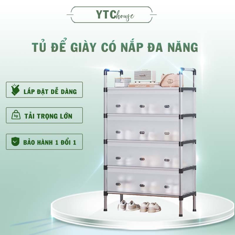 Kệ để Giày Dép Inox Chống Bụi 5 6 Tầng