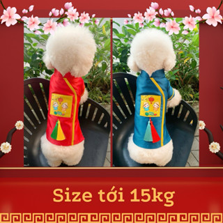 [Size tới 15kg] Áo dài Tết cho chó mèo phối tranh tết và tua rua sang trọng Sâu Petshop