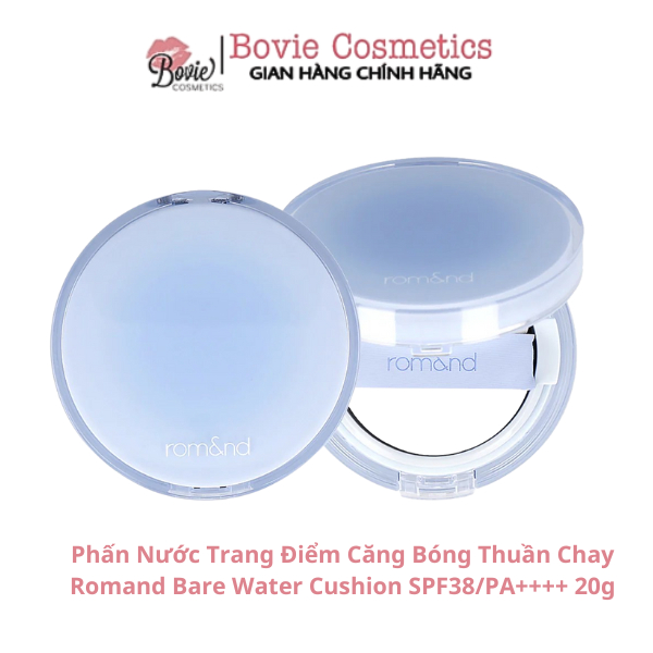 Phấn Nước Trang Điểm Che Phủ Tự Nhiên, Căng Bóng Thuần Chay Romand Bare Water Cushion SPF38/PA++++ 20g