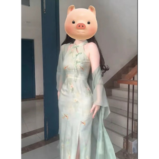  Áo Khoác Voan Xanh Mỏng Dáng Dài Phong Cách Cổ Trang Tay Rộng. 