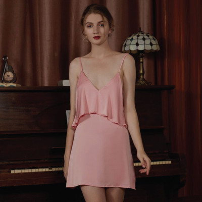 Hisexy Váy Ngủ Nữ Đầm ngủ Lụa Satin Trơn Dáng Xuông Liền Thân MD21