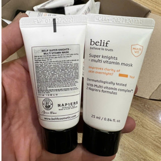   MINI 25ml K hộp DATE 11 2027  Mặt Nạ Ngủ Dưỡng Sáng Da Dạng Tuýp Belif Super Knight Multi Vitamin Mask 