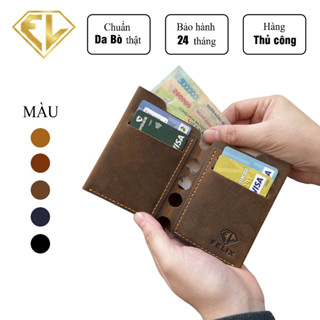 Ví da nam dáng đứng FL01 chất liệu chuẩn da bò cao cấp, Bóp da chế tác thủ công, đường chỉ khâu tay - Felix Leather
