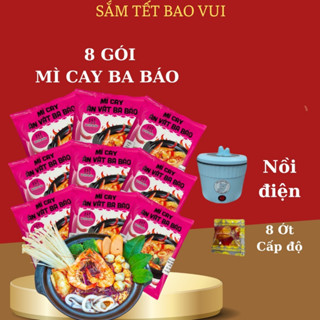 COMBO 8 gói mì cay BA BÁO cốt pha sẵn nấu tại nhà , vị tại quán ( 1 gói gồm mì và súp ) KÈM ớt độ ,  Nồi điện