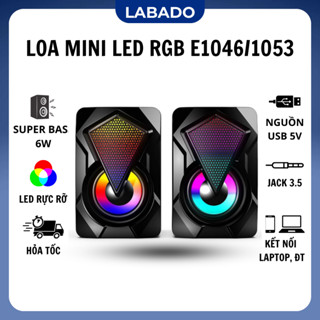 Loa máy tính vi tính mini LED RGB gaming, loa mini để bàn laptop bass mạnh giá rẻ LABADO E-1046 1053