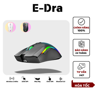 Chuột máy tính chơi game E-DRA EM624W, Wireless 2.4Ghz + Bluetooth 5.0, độ phân giải 3600 DPI