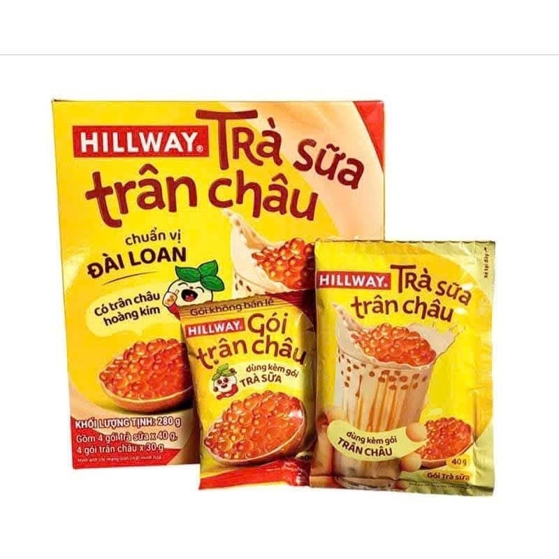 (2 hộp) Trà sữa trân châu đường đen hoàng kim chuẩn vị đài loan Hillway hộp 5ly 4ly