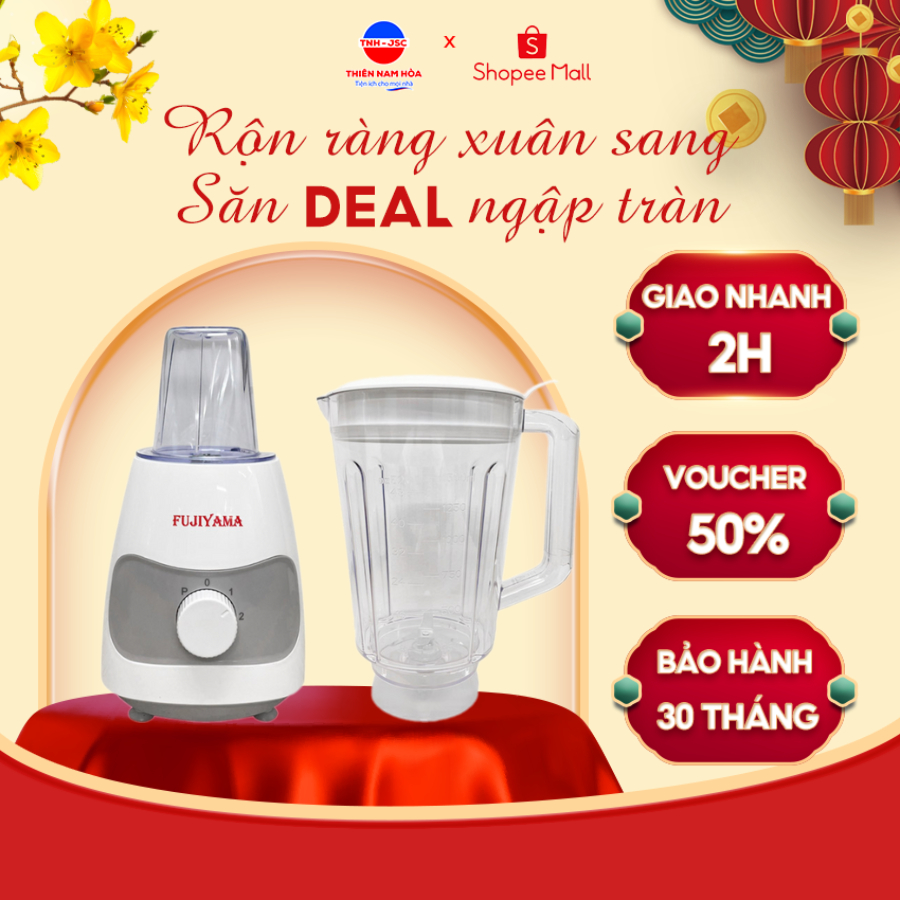 MÁY XAY SINH TỐ FUJIYAMA BL816 - 600W - 1.5L - Cối thuỷ tinh - 2 tốc độ - Hàng chính hãng - BH 30th