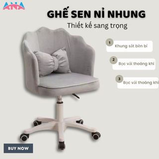 Ghế sen nỉ nhung ANA ngồi bàn trang điểm, để phòng ngủ làm nail phong cách Châu Âu sang trọng-GTD03