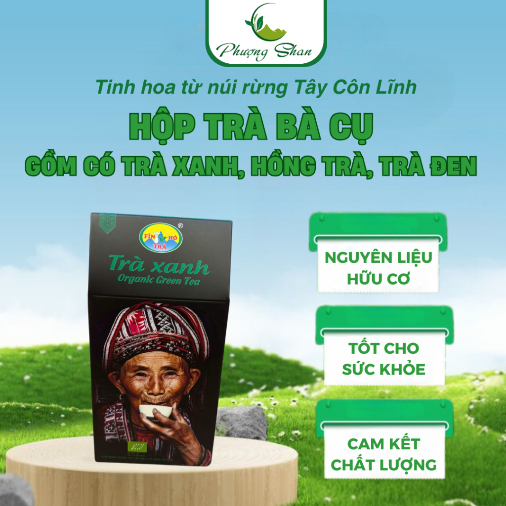 Hộp Trà Bà Cụ (Gồm Có Trà Xanh, Hồng Trà, Trà Đen) - Tinh Hoa Từ Núi Rừng Tây Côn Lĩnh