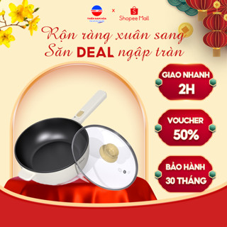 CHẢO ĐIỆN ĐA NĂNG IVYTOWN P1AW P1AG - Nút bấm cơ - Vỉ hấp - Chống dính - 4L - Size 28cm - BH 30th