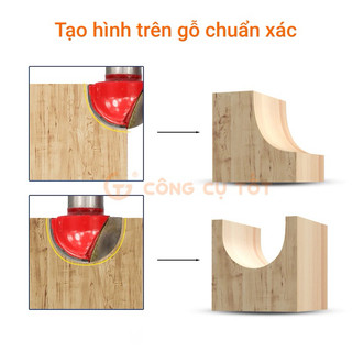 4 Mũi phay gỗ, mũi soi gỗ, mũi đào gỗ bán nguyệt đầu kẹp máy 6.35