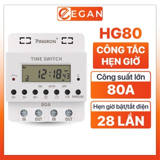 Công tắc hẹn giờ bật tắt điện 220V PINGRON HG80 công suất lớn 80A phù hợp mọi thiết bị