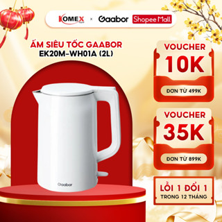 Ấm siêu tốc GAARBOR 2L EK20M-WH01A công suất 1500W cách nhiệt an toàn inox 304, bình đun nước siêu tốc