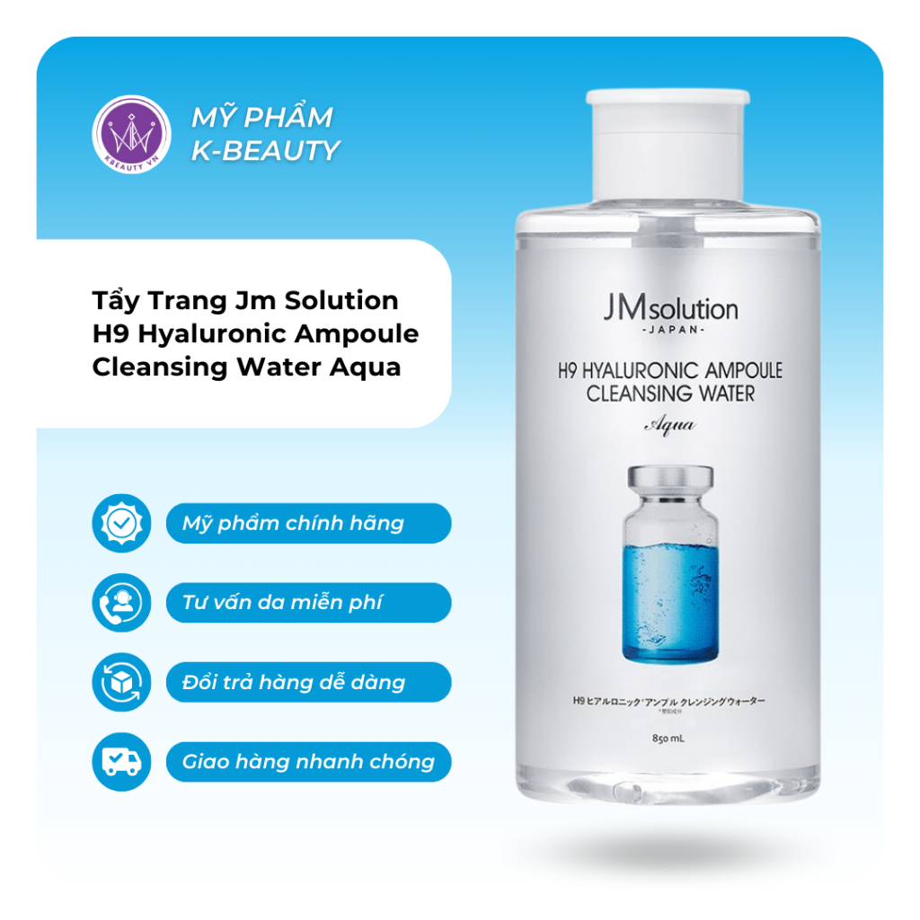 Tẩy Trang Jm Solution H9 Hyaluronic Ampoule Cleansing Water Aqua