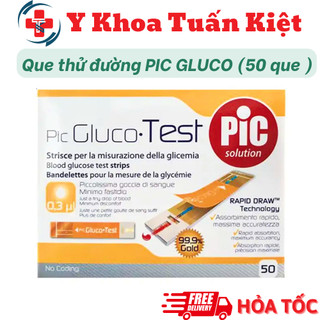  ✅ Que thử đường huyết PIC GLUCO Test 25 hoặc 50 que  date mới nhất  
