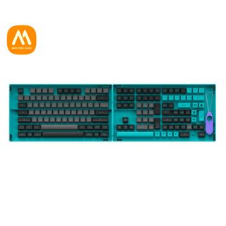 AKKO Keycap set – Black & Cyan (PBT Double-Shot/ASA profile/197 nút)