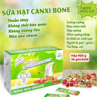  Sữa hạt Canxi Bone Hồng Hoa Organic - 100% hữu cơ thuần chay bổ sung canxi hữu cơ xương chắc khỏe  hộp 900 gam 36 gói 