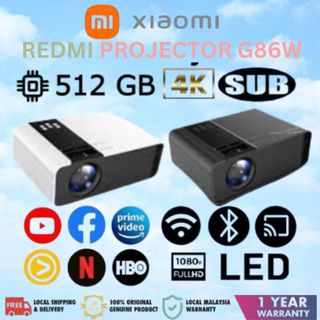 Máy chiếu G86W Protable Mini 4K Full HD 8000 Lumens Máy chiếu hệ điều hành Máy chiếu Bluetooth Wifi Android