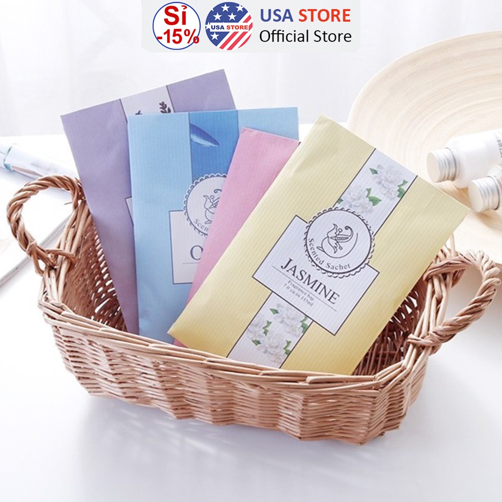 Túi Thơm Vỏ Lúa Hấp Tinh Dầu T1 Tự Nhiên Treo Phòng Ngủ Và Gói Thơm Thảo Mộc Mini Để Tủ Quần Áo - Xe Ô Tô - Nhà Vệ Sinh