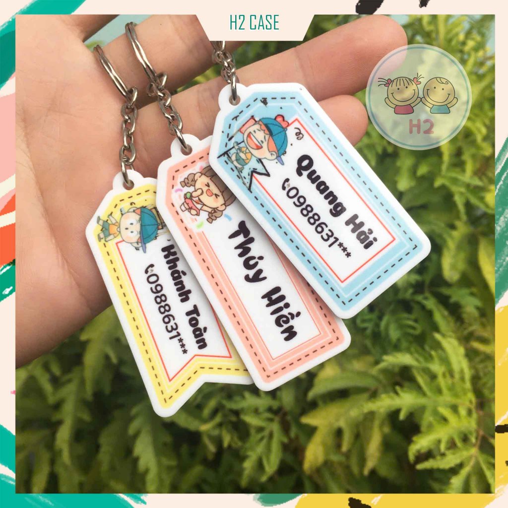 Móc khóa Nametag Mica chống nước in theo yêu cầu