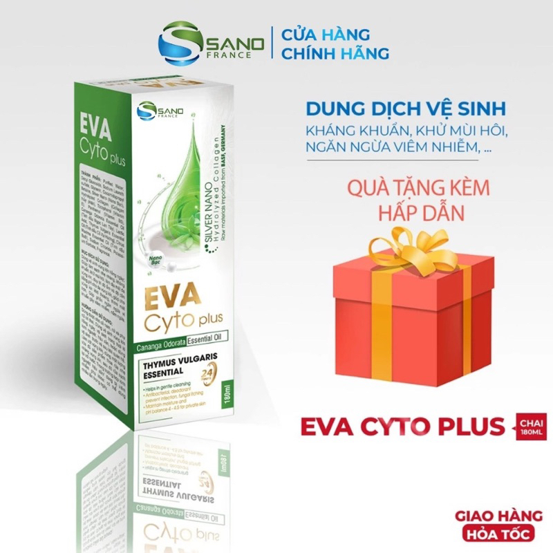Dung dịch vệ sinh phụ nữ Eva Cyto Plus giúp làm sạch nhẹ nhàng, khử khuẩn, độ PH cân bằng Sanofia