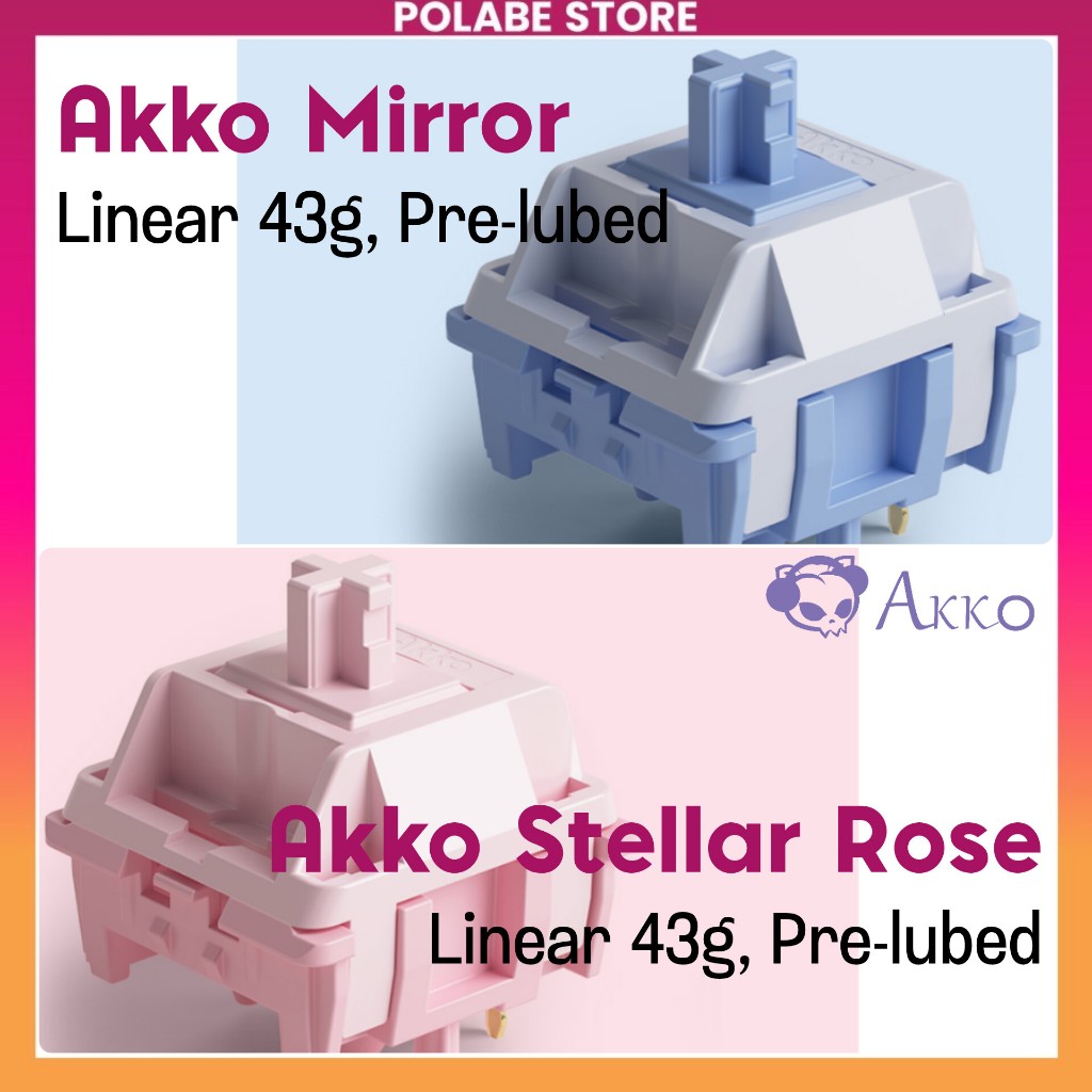 Akko Mirror Stellar Rose Akko Freen Fog Akko Creamy Cyan linear switch bàn phím cơ Polabe Store