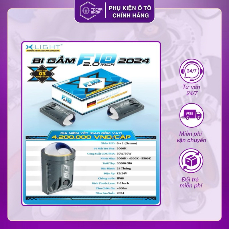 Bi Gầm Xlight F10 2inch Tích Hợp 3 Nhiệt Màu Dành Cho Ô Tô(Giá 1 Cặp)