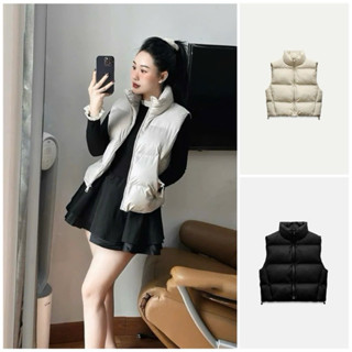 Áo khoác phao gile dáng ngắn chần bông Z/R ,trẻ trung cá tính hàng dành cho thị trường Châu Âu