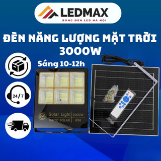 Đèn năng lượng mặt trời 3000w tiết kiệm điện, siêu sáng 6 ô vỏ nhôm sáng 10 - 12 tiếng