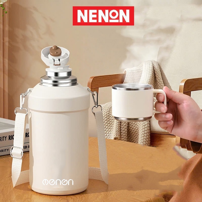 Bình Giữ Nhiệt 1500ml Chất Liệu INOX 316 Giữ Nhiệt 24H Thiết Kế Tay Cầm Dây Đẹo Tiện Lợi - NENON | BigBuy360 - bigbuy360.vn