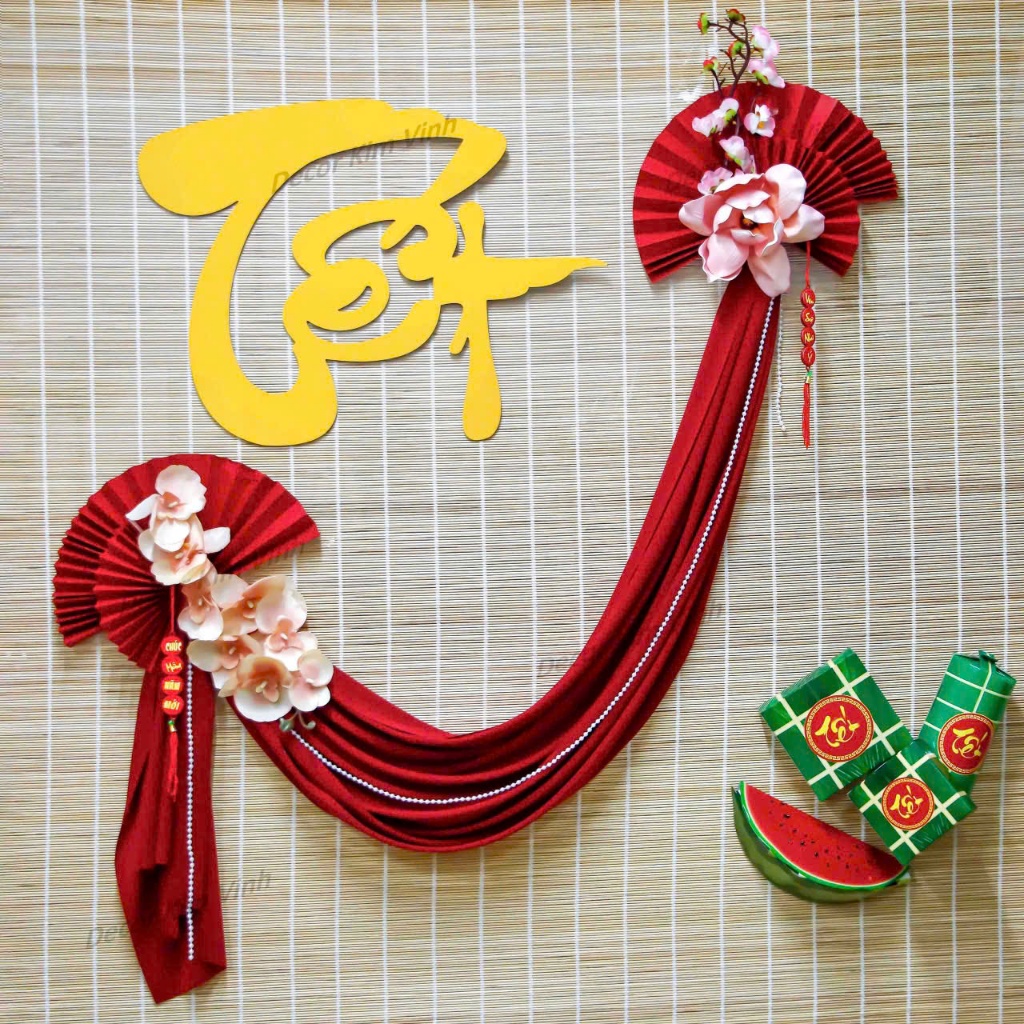 Set Quạt Kèm Phụ Kiện Trang Trí Tết Mừng Năm Mới Decor Tết SET02