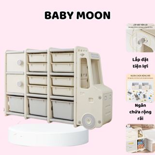 Tủ Đựng Đồ Chơi Đa Năng BABY MOON Thiết Kế Hình Ô Tô Bus Ngăn Chứa Đồ Rộng Rãi Chất Liệu Nhựa An Toàn Cho Bé