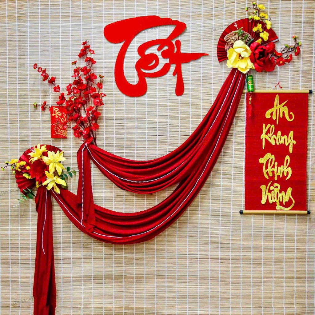 Set Quạt Kèm Phụ Kiện Trang Trí Tết Mừng Năm Mới Decor Tết SET03