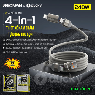 Cáp Sạc 4 Trong 1 Nam Châm Cao Cấp WEKOMEVN WDC48 Sạc Nhanh 240W Tự Cuộn Tròn. Chính Hãng