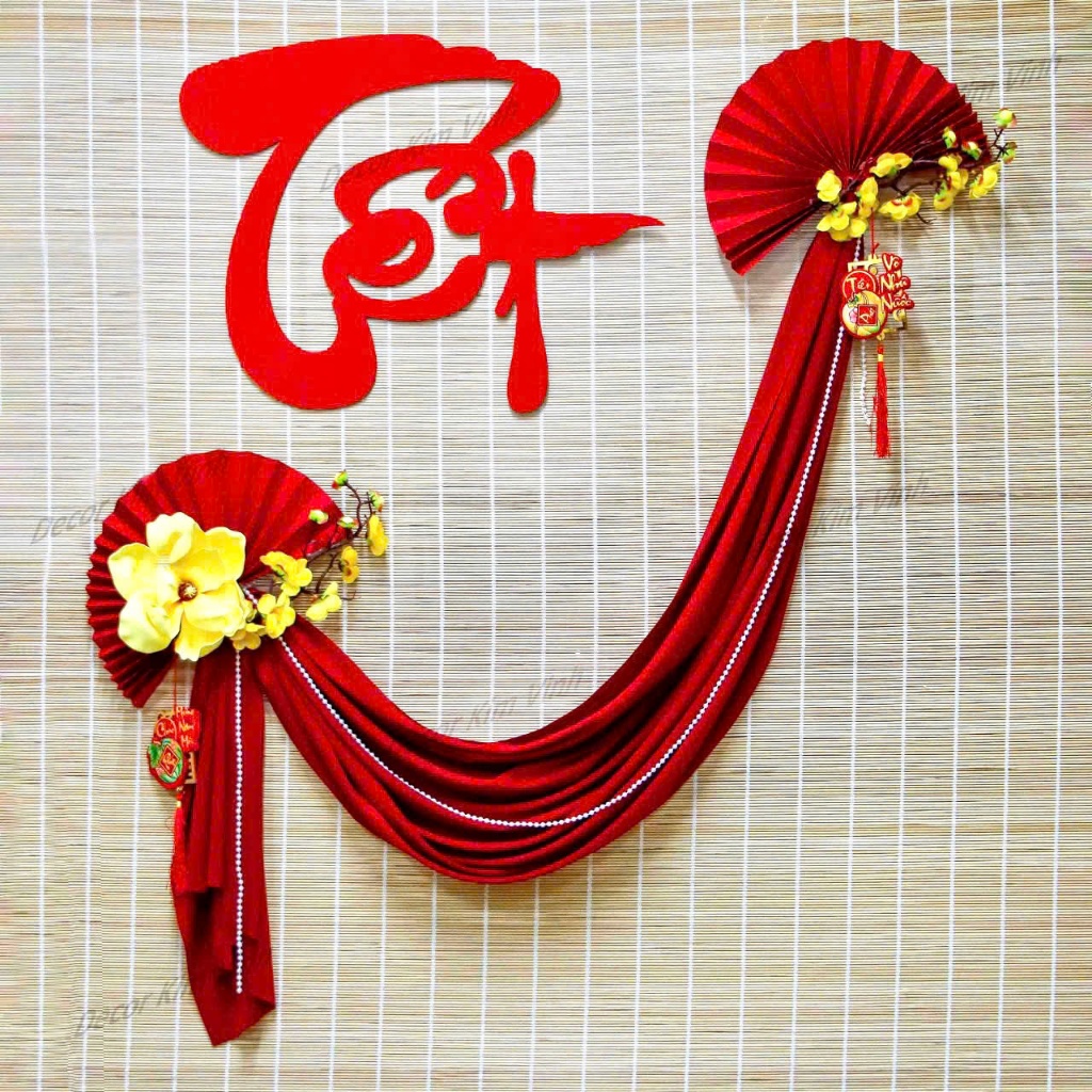 Set Quạt Kèm Phụ Kiện Trang Trí Tết Mừng Năm Mới Decor Tết SET04