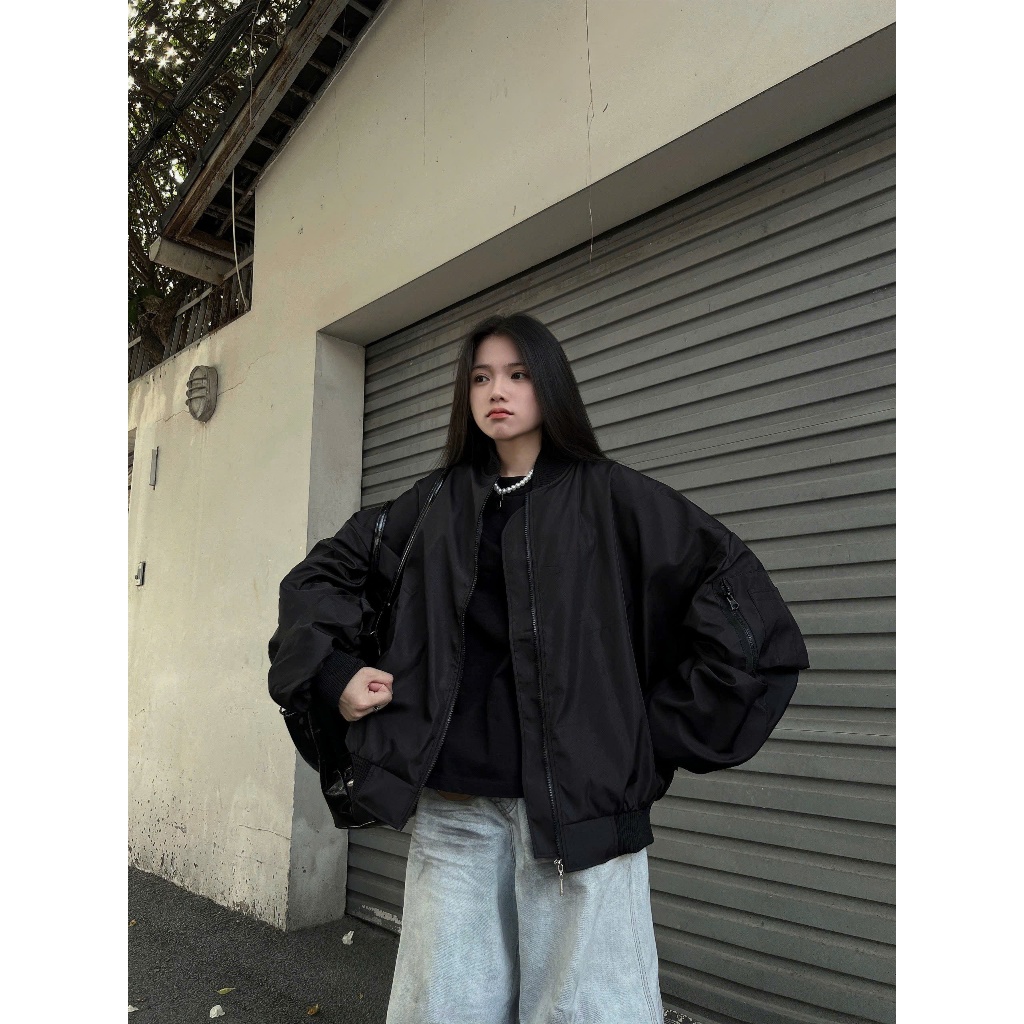 Bad Choices | Áo Bomber dù Zipper Jacket Signature tay nhún form Boxy | BigBuy360 - bigbuy360.vn
