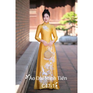 Áo Dài Chất Liệu Lụa SaTin Cao Cấp - Hàng May Và Thêu Thủ Công Tỉ Mỉ Từng Áo - Mã C47-1