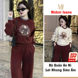 Bộ quần áo nữ thu đông chất nỉ bông, Set đồ thu đông nữ dài tay 2 lớp lót nỉ NM31 Midori Jeans