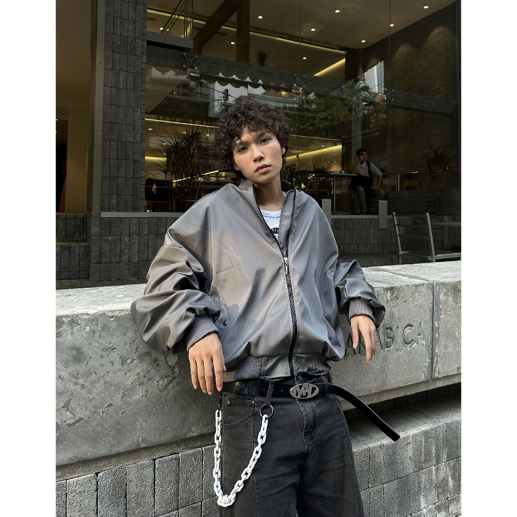 Bad Choices | Áo Bomber dù Zipper Jacket Signature tay nhún form Boxy | BigBuy360 - bigbuy360.vn